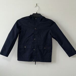 Children's‎ Place Boys Jacket Coat Snaps And Zipper Pockets Hood Sz M 7/8 Blue